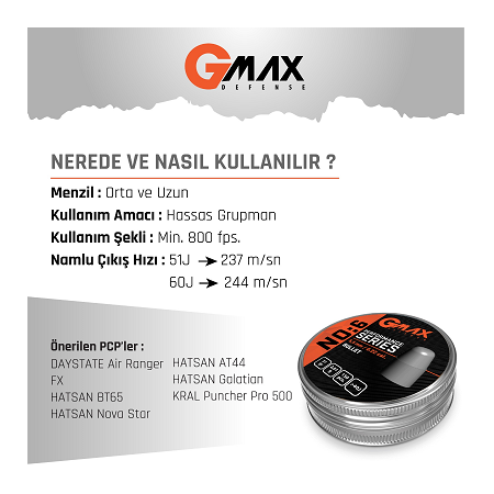 Gmax Performans Serisi Bullet 5.5mm Havalı Saçma No:6