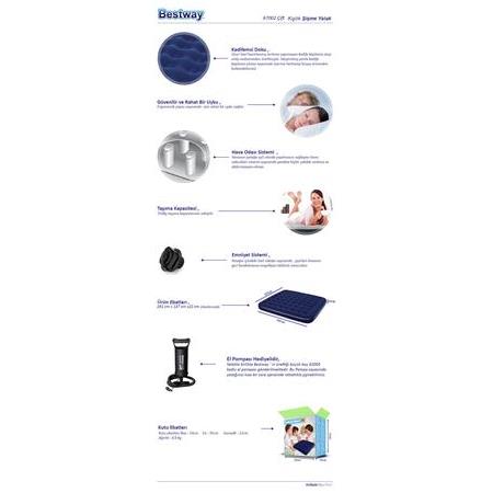 Bestway 67002 Çift Kişilik Şişme Yatak + Pompa