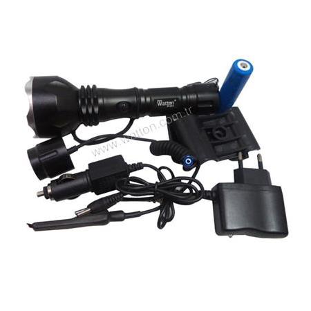 Watton Wt-253-Tx6 600 Lümen Şarjlı Özel Avcı Feneri Sarı Işık